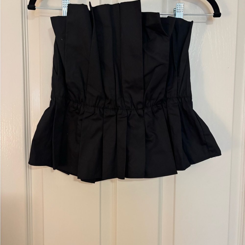 DO+BE Black Strapless Pleated Peplum Top